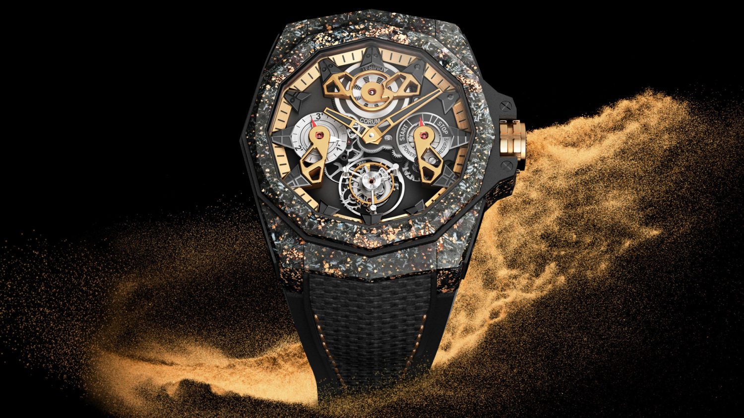Admiral 45 Openworked Flying Tourbillon Carbon & Gold – ©CORUM Watches, 2022